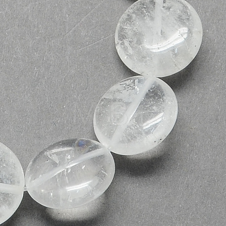 Flat Round Gemstone Natural Quartz Crystal Beads Strands G-S110-14mm-20-1