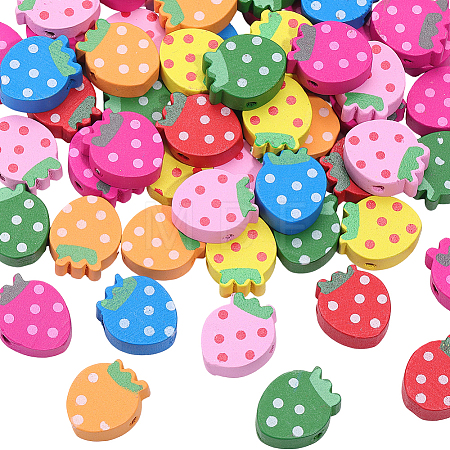 60Pcs Printed Natural Wood Beads WOOD-PA0001-92-1