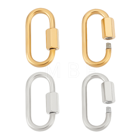 4Pcs 2 Colors 304 Stainless Steel Screw Carabiner Lock Charms STAS-UN0047-25-1