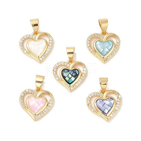 Rack Plating Brass Enamel Micro Pave Clear Cubic Zirconia Pendants KK-K380-03G-1