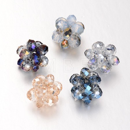 Electroplated Glass Woven Beads EGLA-JF-6MM-1