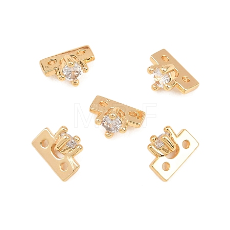 Brass Pave Clear Cubic Zirconia Spacer Bars KK-H538-09G-1