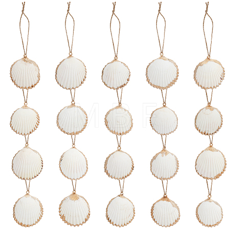 20Pcs Electroplate Sea Shell Pendant Decorations HJEW-BM00068-1