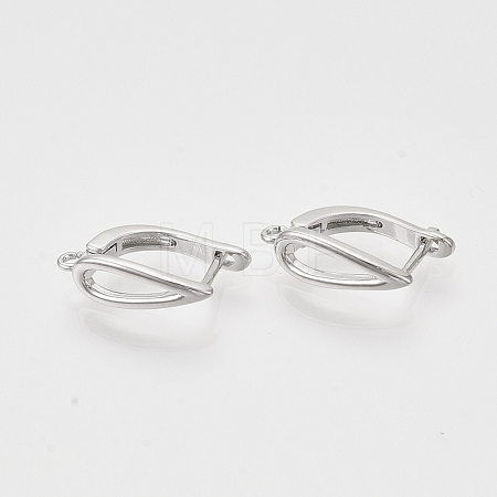 Brass Hoop Earring Findings with Latch Back Closure KK-T048-020P-NF-1
