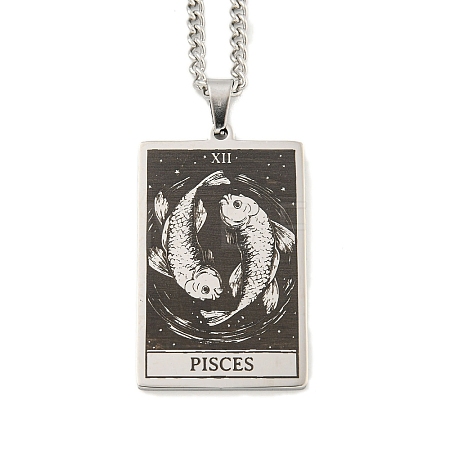 Non-Tarnish 304 Stainless Steel Tarot Pendant Necklaces NJEW-A026-01P-12-1