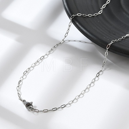 Non-Tarnish 304 Stainless Steel Paperclip Chain Necklace with Lobster Claw Clasps for Men Women X-NJEW-H205-03P-01-1