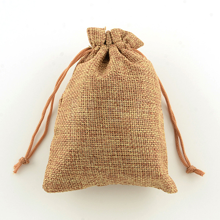 Polyester Imitation Burlap Packing Pouches Drawstring Bags X-ABAG-R004-14x10cm-03-1