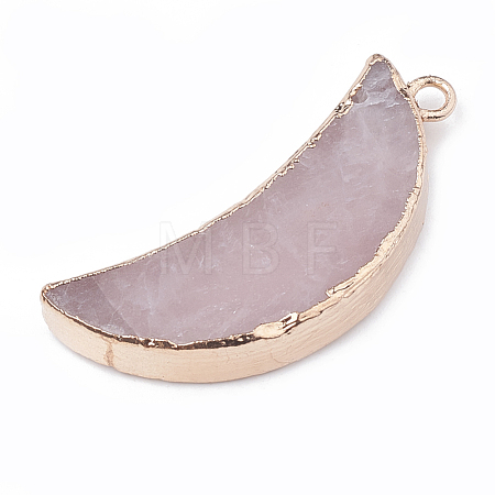 Electroplate Natural Rose Quartz Pendants G-S329-014C-1