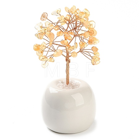 Natural Citrine Chips Tree of Life Decorations DJEW-C016-02M-1