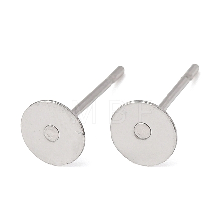 Tarnish Resistant 304 Stainless Steel Flat Round Blank Peg Stud Earring Findings X-STAS-S028-24-1