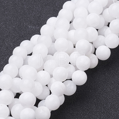 Natural White Jade Beads Strands X-GSR8mmC067-1