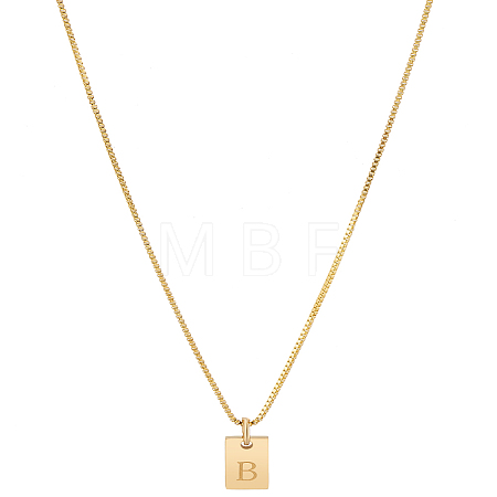 1Pc Stainless Steel Letter Rectangle Pendant Necklaces NJEW-LP0001-34B-G-1