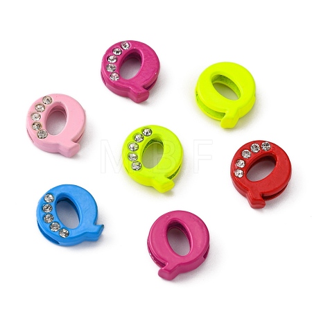 Spray Painted Zinc Alloy Slide Charms ALRI-WH0005-13Q-1