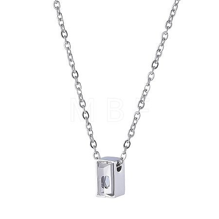 304 Stainless Steel with Clear Glass Rectangle Pendant Urn Ashes Necklaces for Women Men NJEW-WH0013-83P-01-1