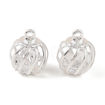 Iron Glass Bead Cage Pendants IFIN-N014-01S-1