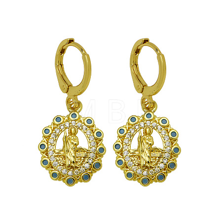 Brass Micro Pave Cubic Zirconia Leverback Dangle Earrings WGD91A9-03-1