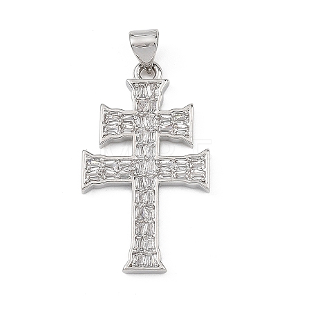 Religion Brass Micro Pave Clear Cubic Zirconia Pendants KK-B177-03P-01-1