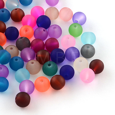 Transparent Frosted Glass Beads X-FGLA-R001-10mm-M-1