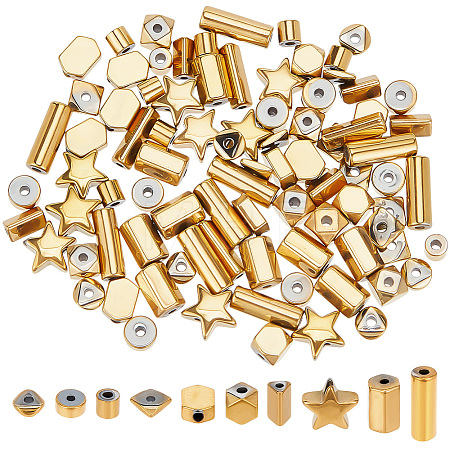 100Pcs 10 Styles Electroplated Synthetic Non-magnetic Hematite Beads G-AR0005-64-1