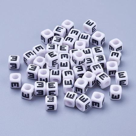 Acrylic Horizontal Hole Letter Beads PL37C9129-E-1