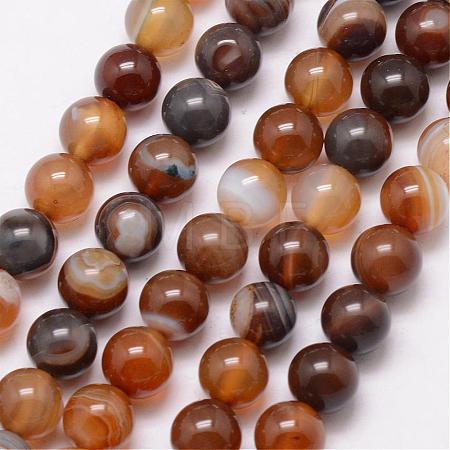 Natural Striped Agate/Banded Agate Bead Strands G-K166-13-10mm-02-1