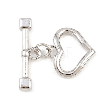 Heart Brass Toggle Clasps KK-G548-43P-02-1