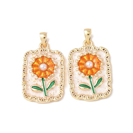 Brass Enamel Pendants KK-C143-49G-1