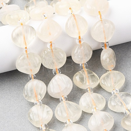 Natural Lemon Quartz(Heated) Carved Beads Strands G-H339-A06-01-1