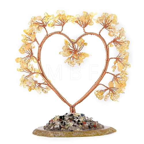 Natural Citrine Chips Heart Tree Decorations PW-WG86934-06-1