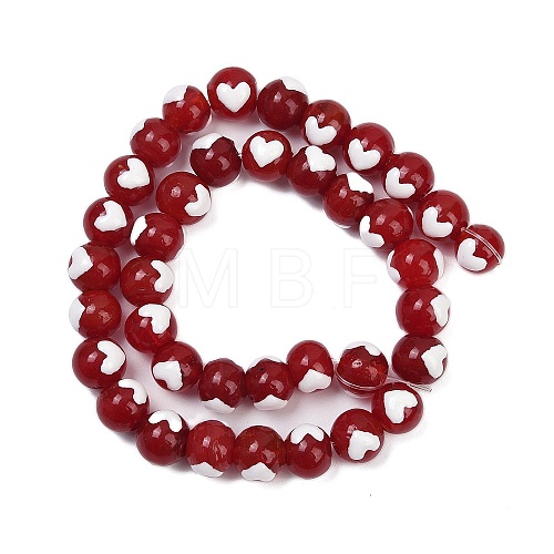 Round Handmade Lampwork Beads Strands LAMP-R004-01B-1