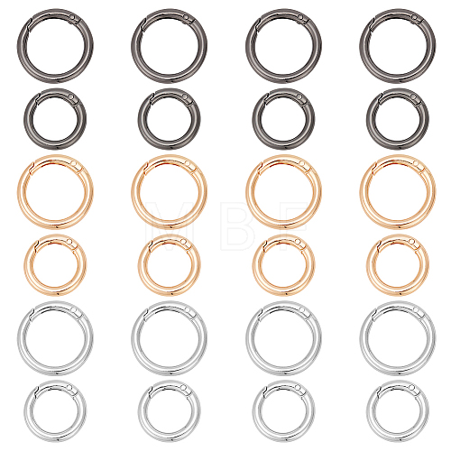 WADORN 24Pcs 6 Styles Alloy Spring Gate Rings FIND-WR0010-07-1