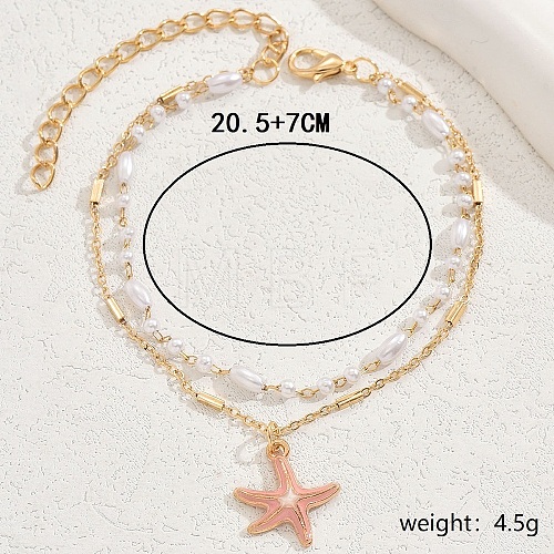 Boho Starfish Charm Multi-layer Anklets for Women MU9577-2-1