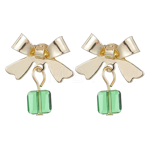 Alloy with Glass Dangle Stud Earrings EJEW-JE06118-1