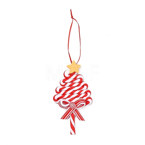 Christmas Tree Lollipop Handmade Polymer Clay Pendant Decorations HJEW-P017-02C-1