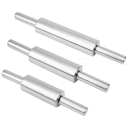 BENECREAT 3Pcs 3 Styles 430 Stainless Steel Clay Rolling Pins AJEW-BC0007-16-1