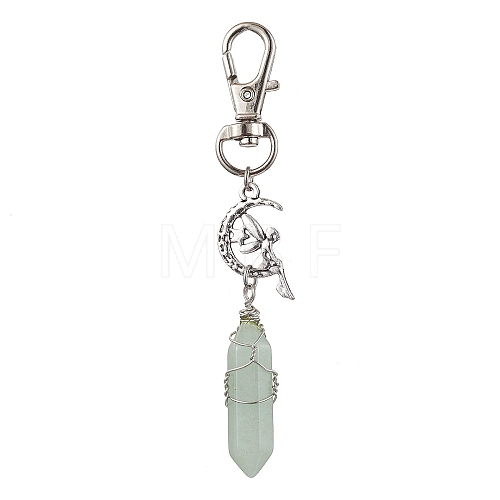 Pointed Natural Green Aventurine Pendant Decorations HJEW-JM01688-04-1