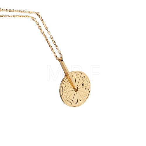 12 Constellation Rotating Wheel 201 Stainless Steel Pendant Necklace for Anxiety Stress Relief MATO-PW0001-064-1