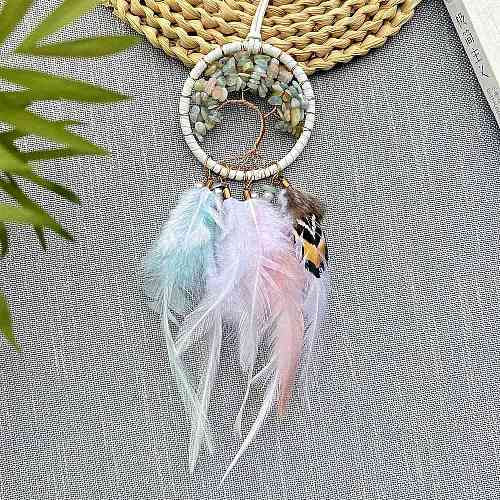 Woven Net/Web with Feather Pendant Decorations PW-WG7C0E0-03-1