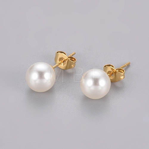 Plastic Imitation Pearl Stud Earrings STAS-D0001-03-G-1