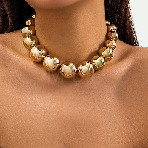 CCB Chunky Bead Ball Chain Necklaces NJEW-K261-04G-1