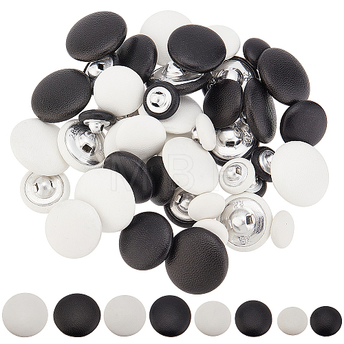 48Pcs 8 Style 1-Hole PU Leather Buttons DIY-BC0006-42-1