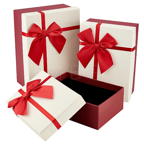 3Pcs 3 Sizes Cardboard Jewelry Boxes CON-WH0092-58-1