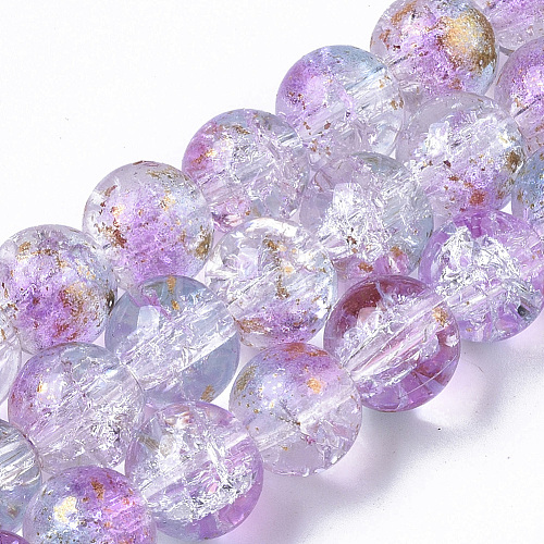 Transparent Spray Painted Crackle Glass Bead Strands GLAA-N035-03C-A05-1