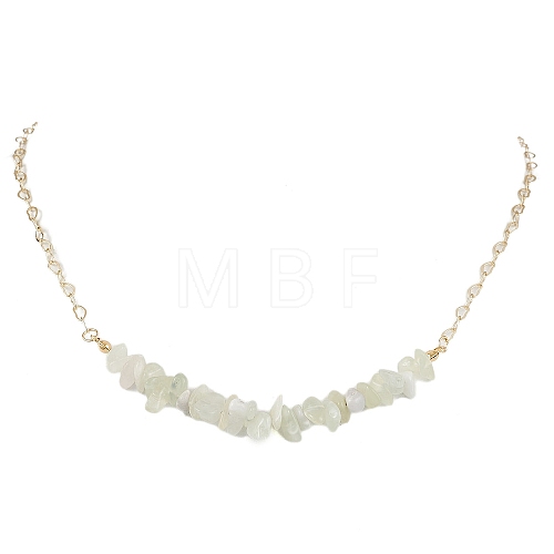 Natural New Jade Chip Bib Necklaces NJEW-JN04950-01-1