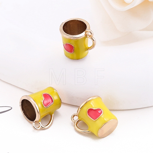 Alloy Enamel Mug Cup with Heart Miniature Ornaments PW-WG9EB43-04-1