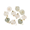 Natural Jade Rondelle Charms with Rack Plating Brass Loops G-G110-05A-02-1