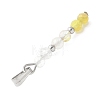 Faceted Round Natural Quartz Crystal & Gold Rutilated Quartz & Yellow Opal Beaded Pendants PALLOY-JF03529-04-2