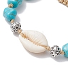 Adjustable Synthetic Turquoise Dyed Beads & Natural Cowrie Shell Beaded Braided Bead Bracelets for Women BJEW-JB11544-01-3