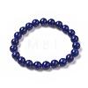 Round Natural & Dyed Lapis Lazuli Beaded Stretch Bracelets BJEW-O118-05-1