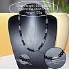 Vintage Frosted 8MM Natural Black Onyx(Dyed & Heated) Round Beaded Necklaces with Alloy Tube for Men QJ9371-2
